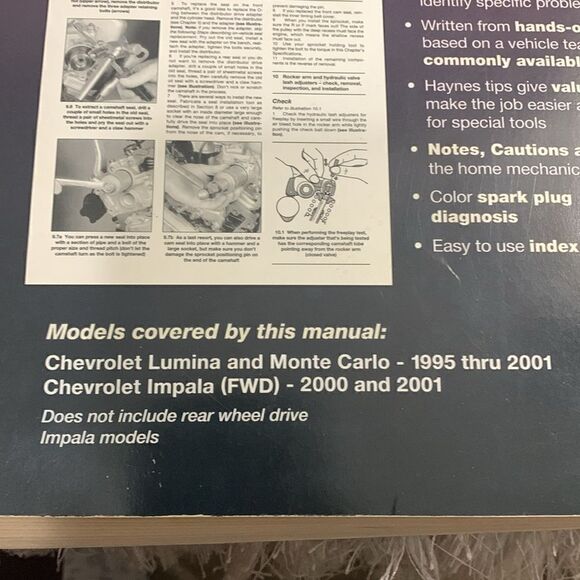 Haynes Repair Manual Chevrolet Lumina, Monte Carlo & Impala FWD 1995-2001 - Picture 9 of 14